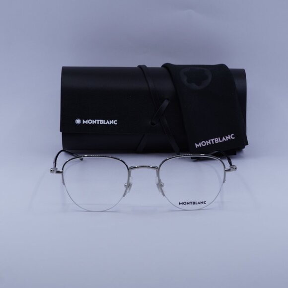 Montblanc MB0129O 001 Geometric Eyeglasses 49mm – Silver - Picture 3 of 10